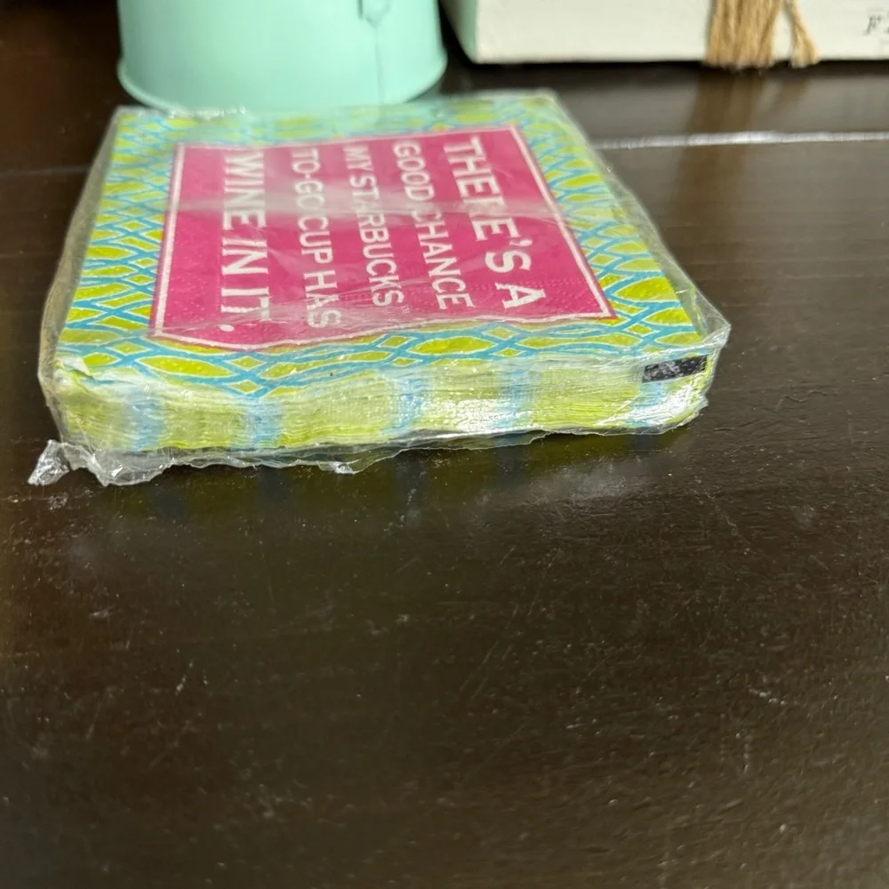 Funny and Colorful Wine  2 pack Cocktail Napkins Junk Journal Ephemera